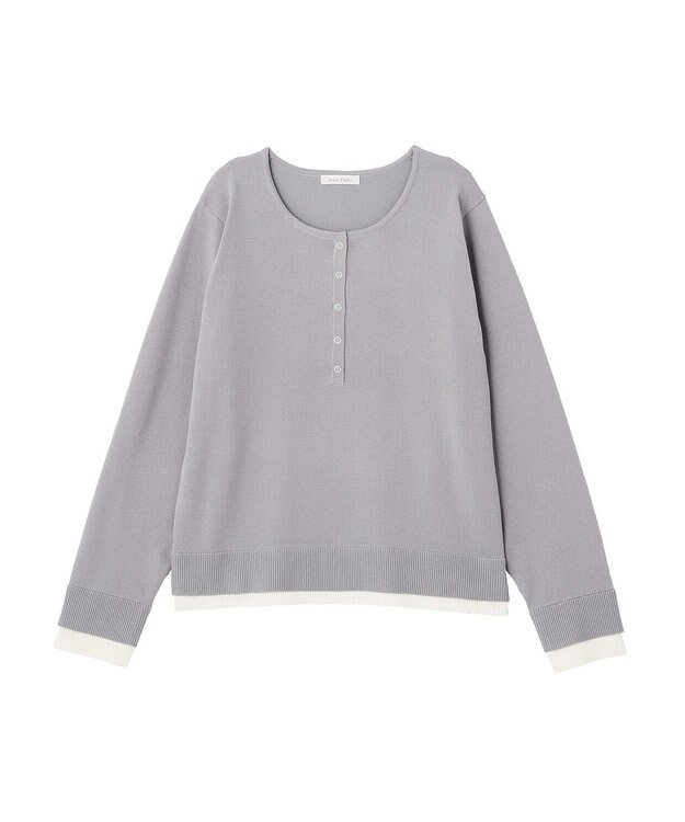 Green Parks ヘンリーネックレイヤードニットプルオーバー Gray
