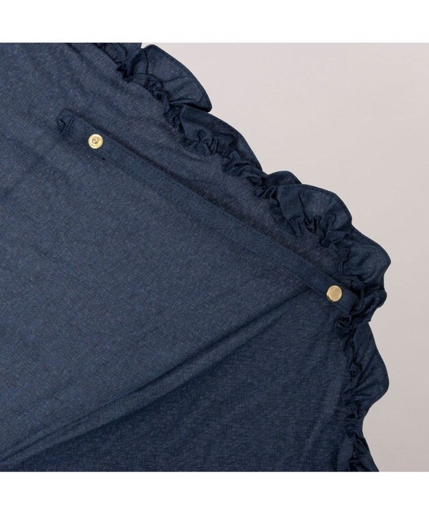 UNBILLION カシュネ cachenez / シャンブレーフリルトップレス2段折りたたみ傘 ネイビー