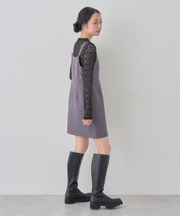 earth music&ecology スクエアネックミニワンピース Gray