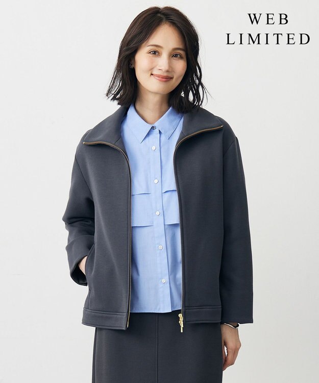 J.PRESS LADIES S 【WEB限定】ダンボールジャージー ハイネック ブルゾン 【WEB限定】スレート系