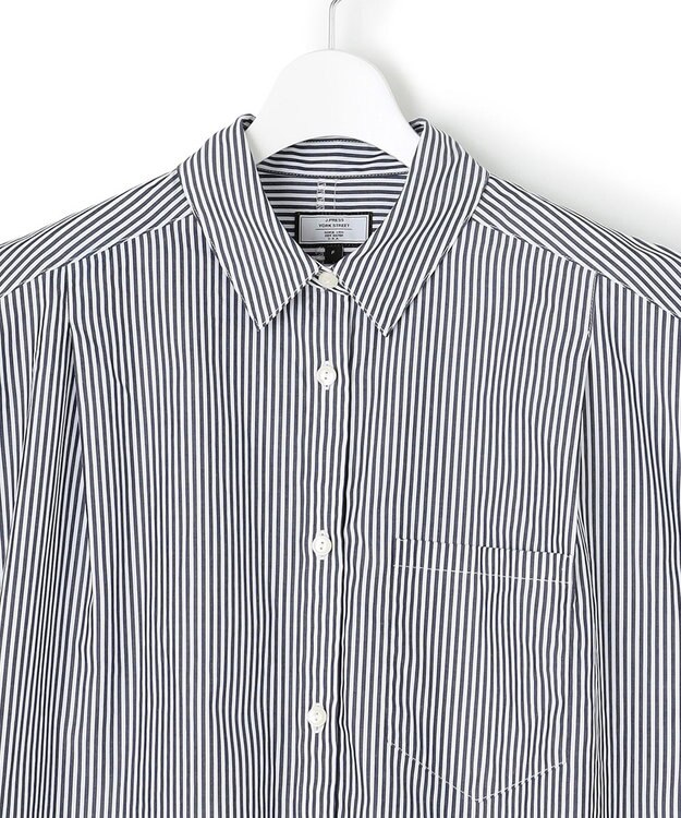 J.PRESS YORK STREET 【WOMEN】キャップスリーブ ストライプブラウス ブラック系1