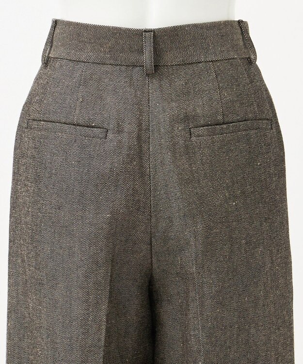 23区 【GOLD LABEL】ウールリネンツイル ワイドパンツ ダークブラウン系