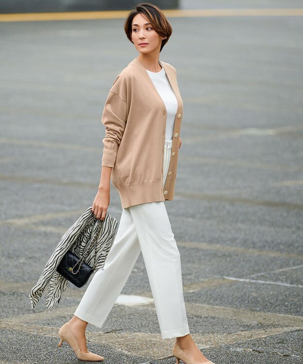 23区 シルクコットン ベーシック カーディガン ベージュ系