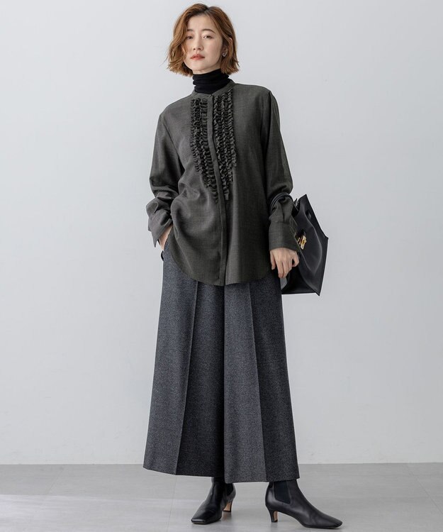 23区 S 【CLASSY.掲載/洗える】スムージーコットン タートルネック ニット ブラック系