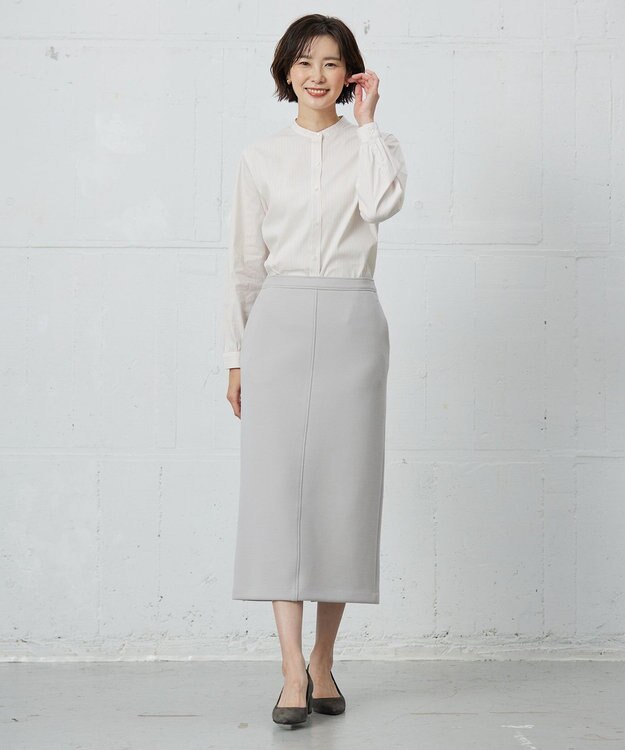 J.PRESS LADIES 【洗える】ダンボールジャージー ナロー スカート グレー系