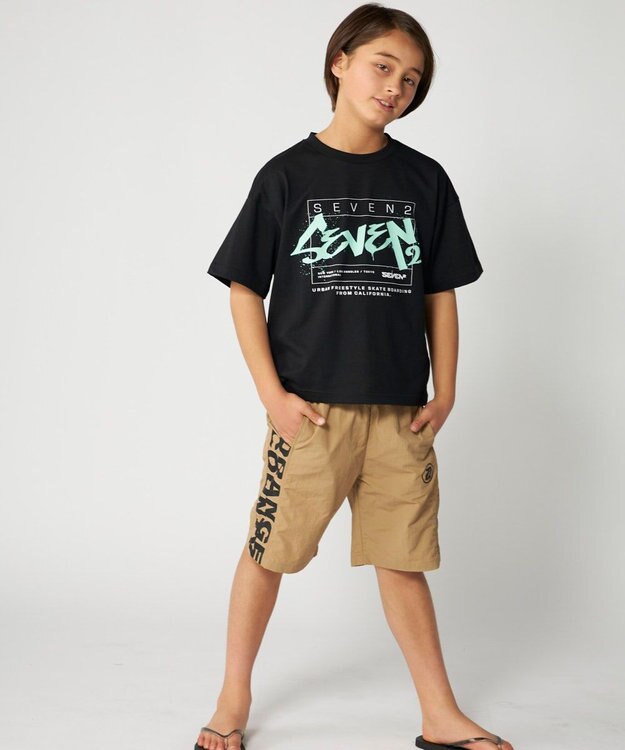 OP／FILA 【SEVEN2】ストリ－トデザインロゴTシャツ ブラック