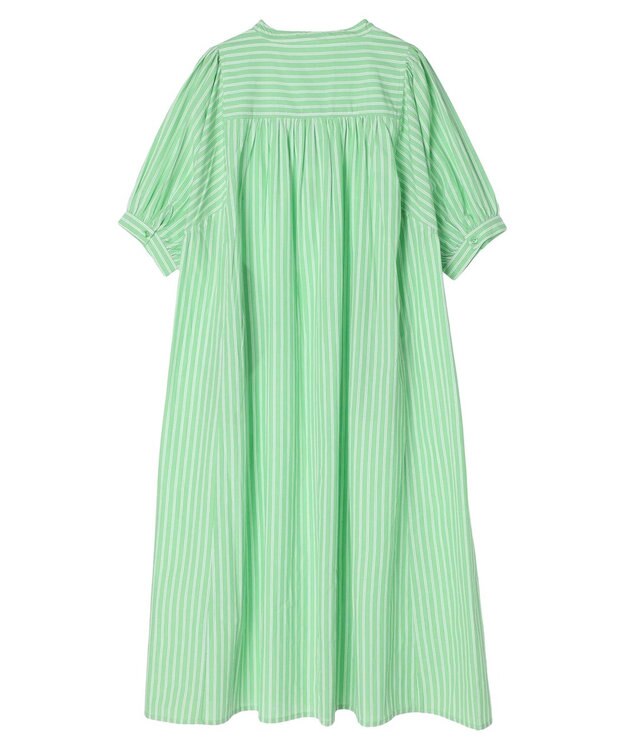 earth music&ecology ポプリンフレアワンピース Stripe Green