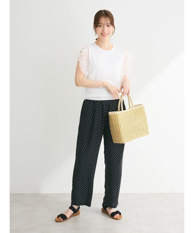 Green Parks ・swing by チュールレイヤーノースリーブニット Off White