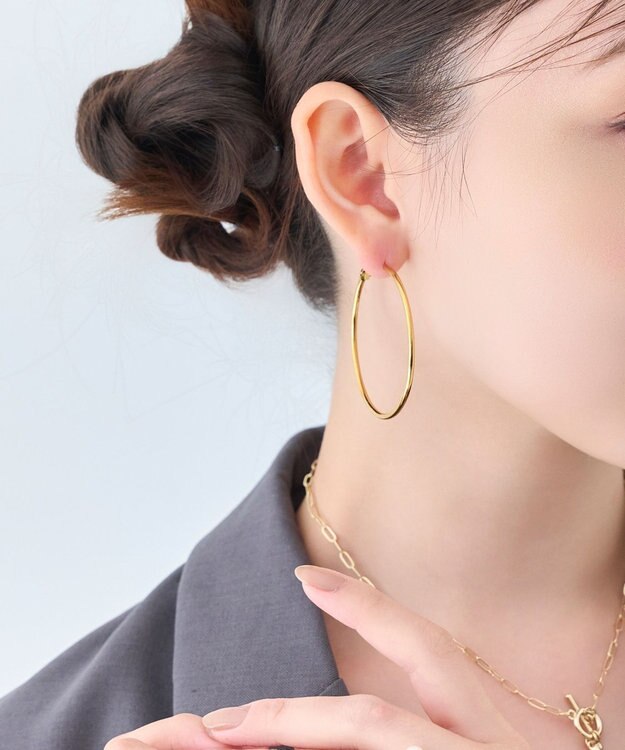 Phoebe 【金属アレルギー対応】ライトフープピアス　ゴールド/ステンレス/大振り ゴールド