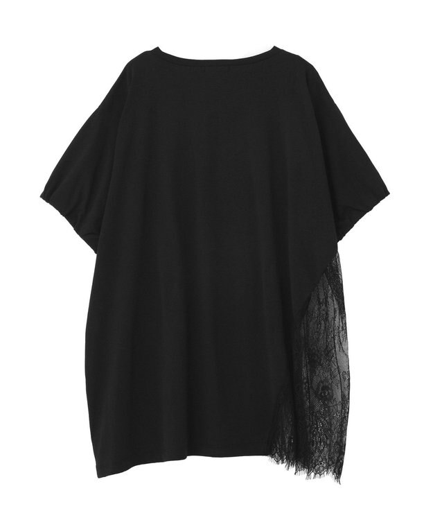 earth music&ecology アシメレースビッグTシャツ Black