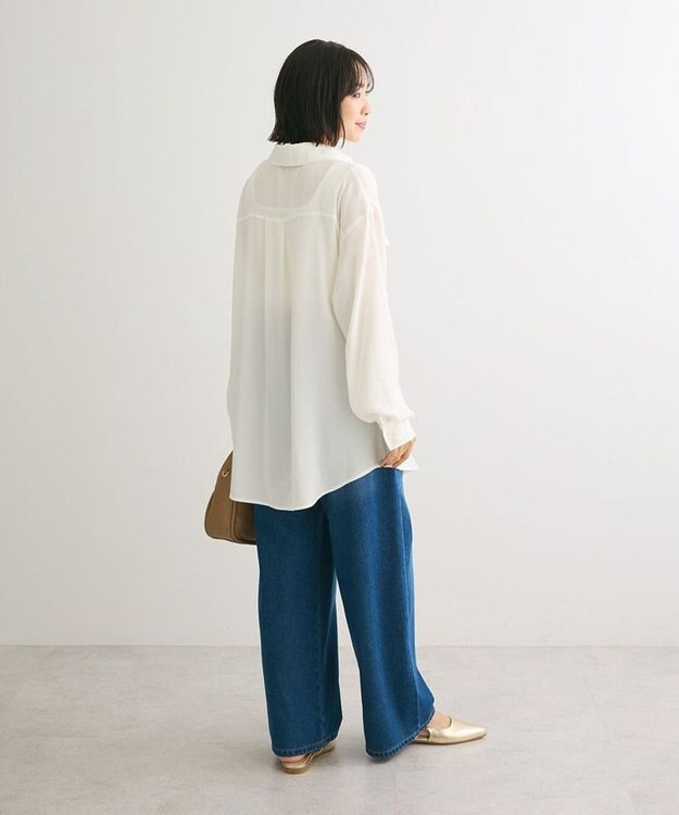 Green Parks ・ＳＵＧＡＲ　ＳＰＯＯＮ　サテンオーバーシャツチュニック Off White