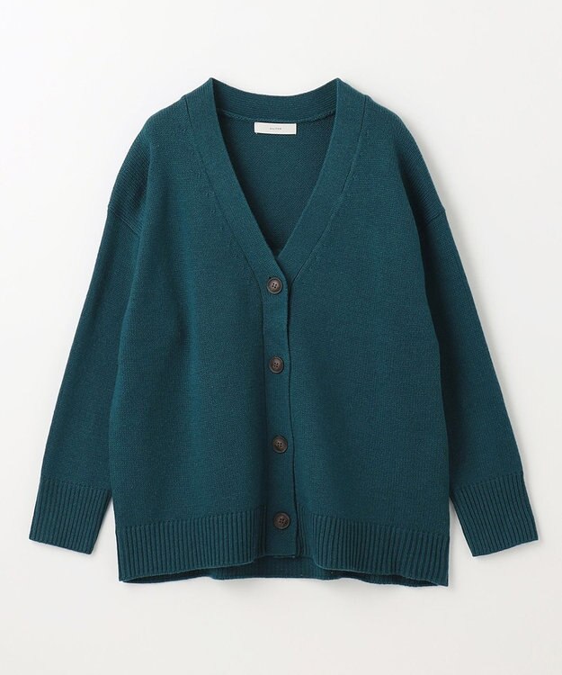 ANY 【洗濯機可】ラムウールVネック カーディガン グリーン