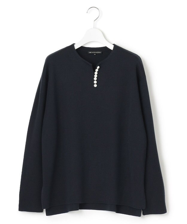 23区 ウールブレンド ラインパール プルオーバー ネイビー系