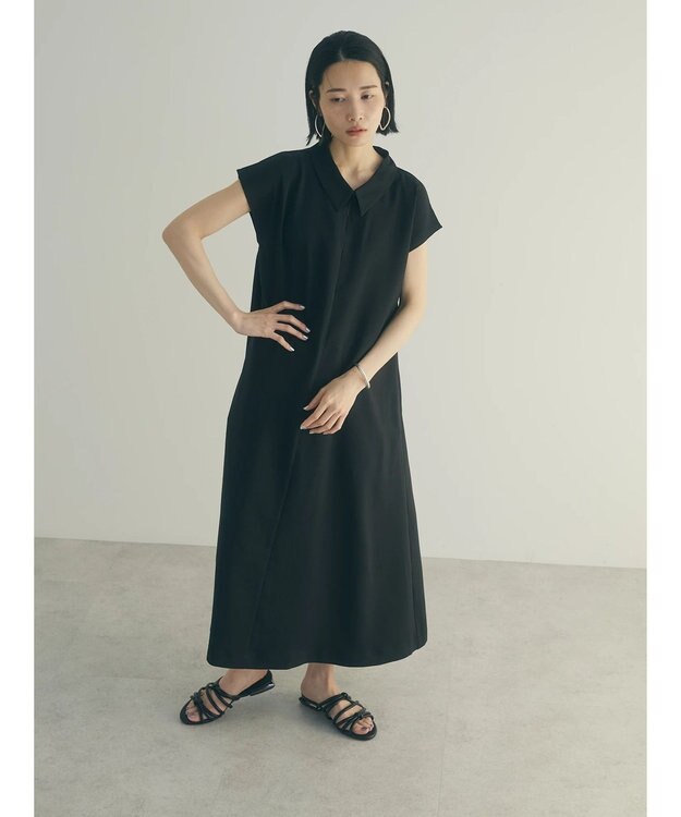 Green Parks armonia.襟付きフレアワンピース Black