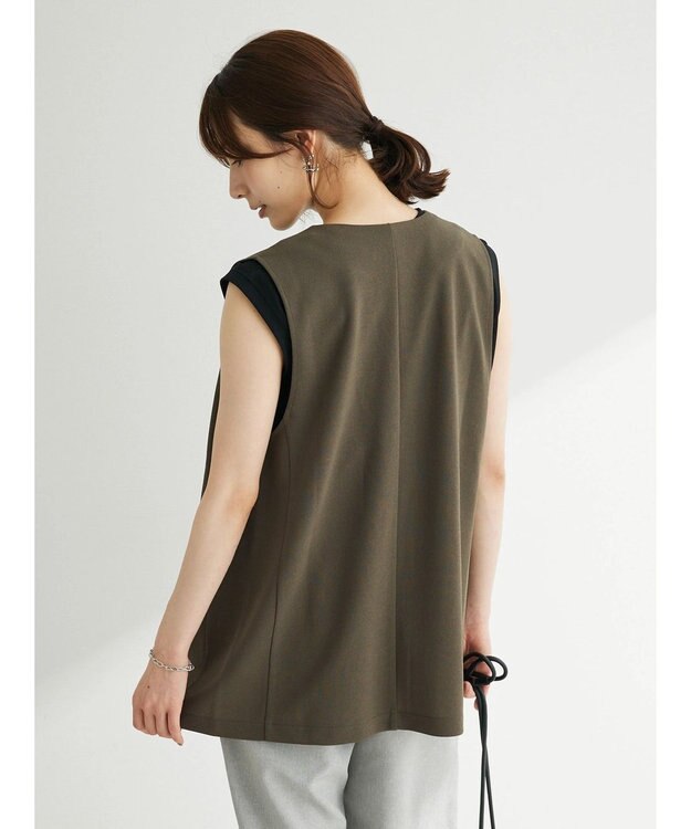 Green Parks 着流しカットジョーゼットジレ Khaki