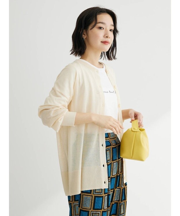 Green Parks フィラメントラメシアーカーディガン Off White