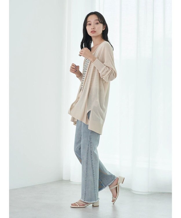 earth music&ecology 接触冷感Ｖネックカーディガン Light Beige