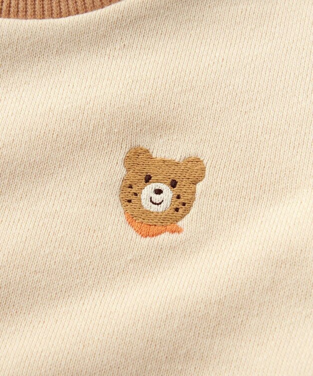 MIKI HOUSE HOT BISCUITS 【70-120cm】【Everyday Series】ワンポイント くすみカラー裏毛パイルトレーナー アイボリー