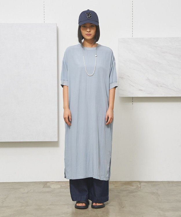 J.PRESS YORK STREET 【WOMEN】ワッシャーニットコンビ ワンピース ダルブルー系