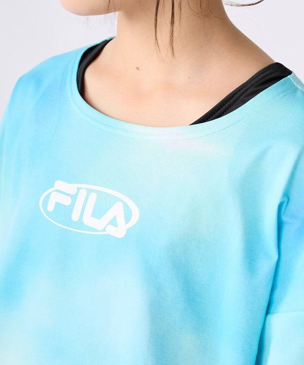 OP／FILA 【FILA】スクール水着 水陸両用Tシャツ付き 捲れ防止タンキニ ブルー
