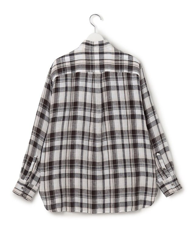 23区 【先行予約】LIBECOリネン チェック シャツ ダークブラウン系