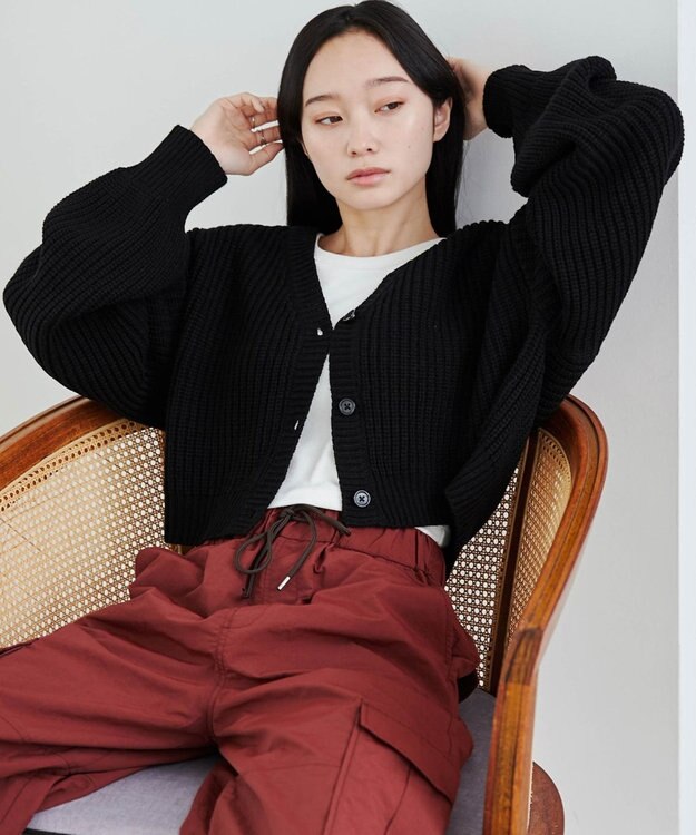 WEGO Vネックカラーカーディガン ブラック