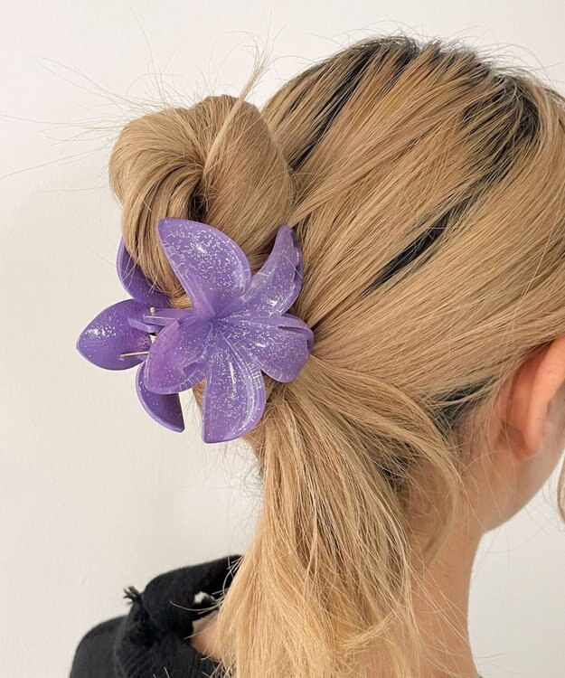 WEGO Lラメフラワーバンス パープル