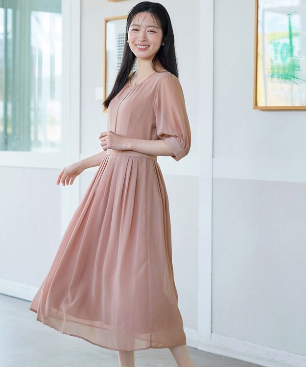 Tiaclasse 【新色追加】シフォンワンピース ピンク