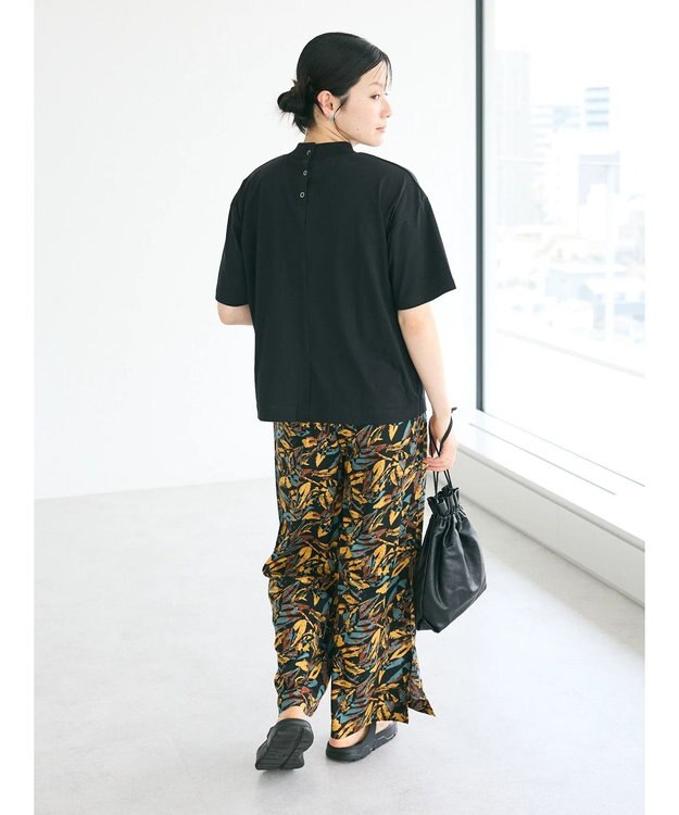 CRAFT STANDARD BOUTIQUE レーヨン柄プリントワイドパンツ Mustard