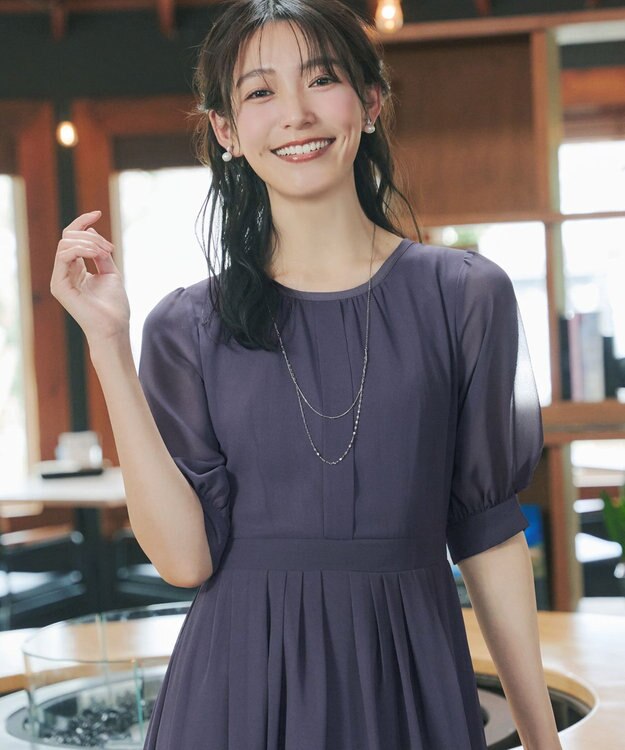 Tiaclasse 【新色追加】シフォンワンピース チャコールグレー