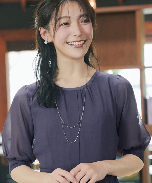 Tiaclasse 【新色追加】シフォンワンピース チャコールグレー