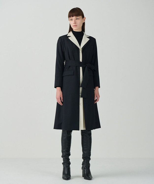 GRACE CONTINENTAL シルクウールコートドレス ブラック