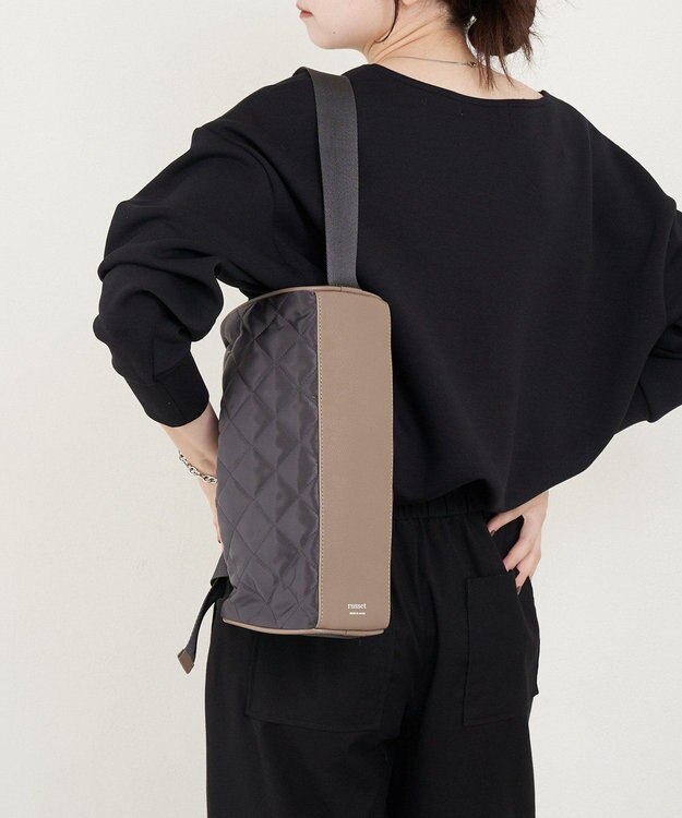 russet キルティングドラムミニショルダーバッグ(SF-267) Charcoal