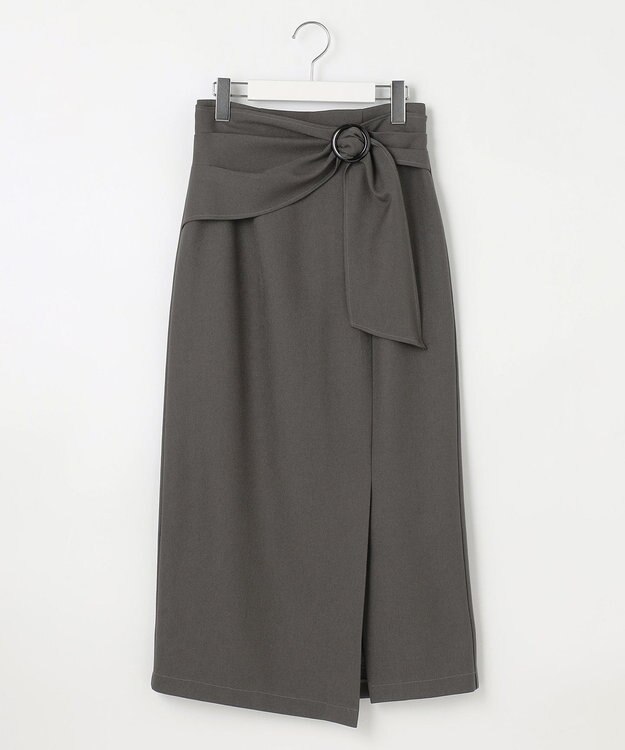 Feroux 【洗える】バックルデザイン タイトスカート グレー系