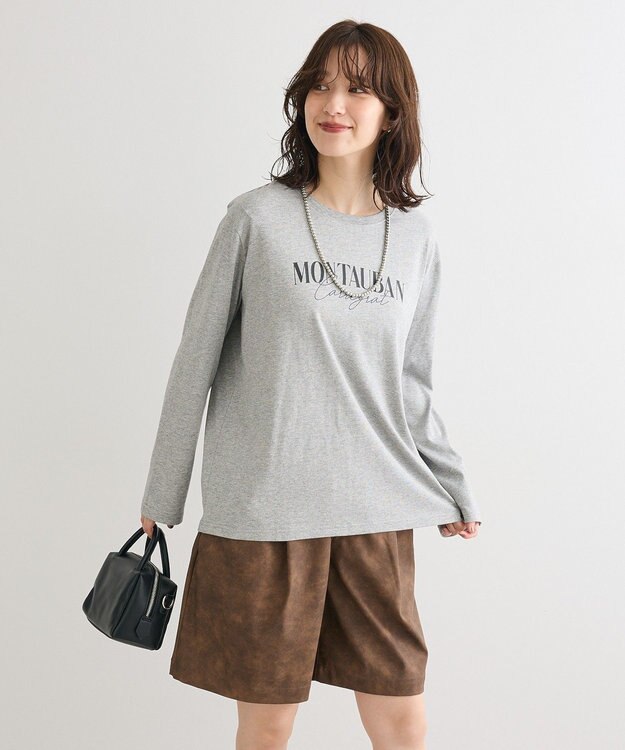 Green Parks キレイ目ロゴ長袖Ｔシャツ Gray