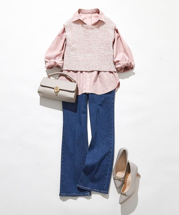 ANY SIS 【美Denimシリーズ】センタープレスセミフレア デニム インディゴ