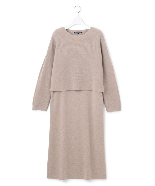 23区 【一部店舗限定/洗える】レイヤードニットツイン ワンピース ベージュ系
