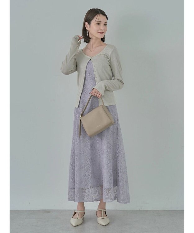 earth music&ecology ＳＥＴ２点　シースルーブラウス付きキャミワンピース Grayish Blue