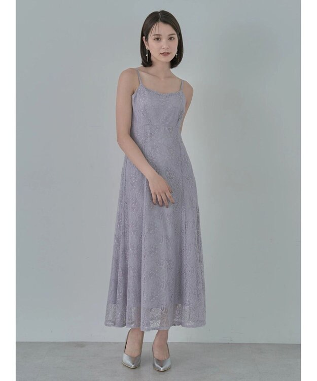 earth music&ecology ＳＥＴ２点　シースルーブラウス付きキャミワンピース Grayish Blue