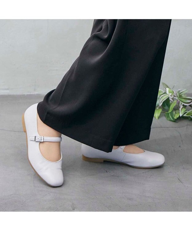 ing <ing>【WEB限定】ストラップフラットシューズ ライトグレー