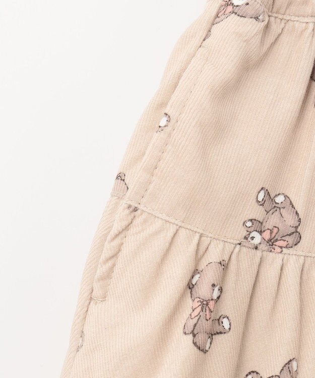 ANY KIDS チェック柄/アニマル柄スカパン ベージュ系クマ