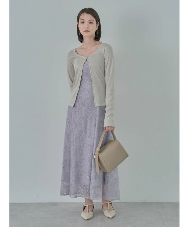 earth music&ecology ＳＥＴ２点　シースルーブラウス付きキャミワンピース Grayish Blue