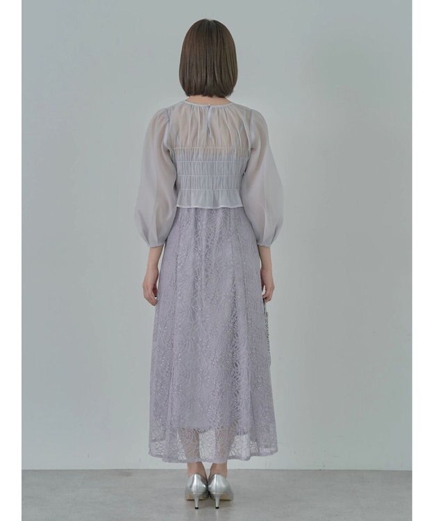 earth music&ecology ＳＥＴ２点　シースルーブラウス付きキャミワンピース Grayish Blue