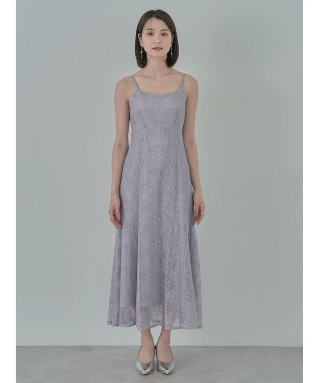 earth music&ecology ＳＥＴ２点　シースルーブラウス付きキャミワンピース Grayish Blue