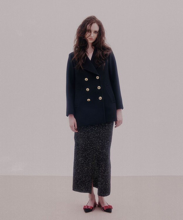 GRACE CONTINENTAL サイドスリットPコート ブラック