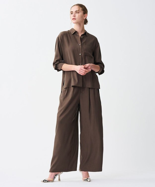 uncrave 【新色追加！】フィブリルシャンブレー ワイドパンツ ブラウン