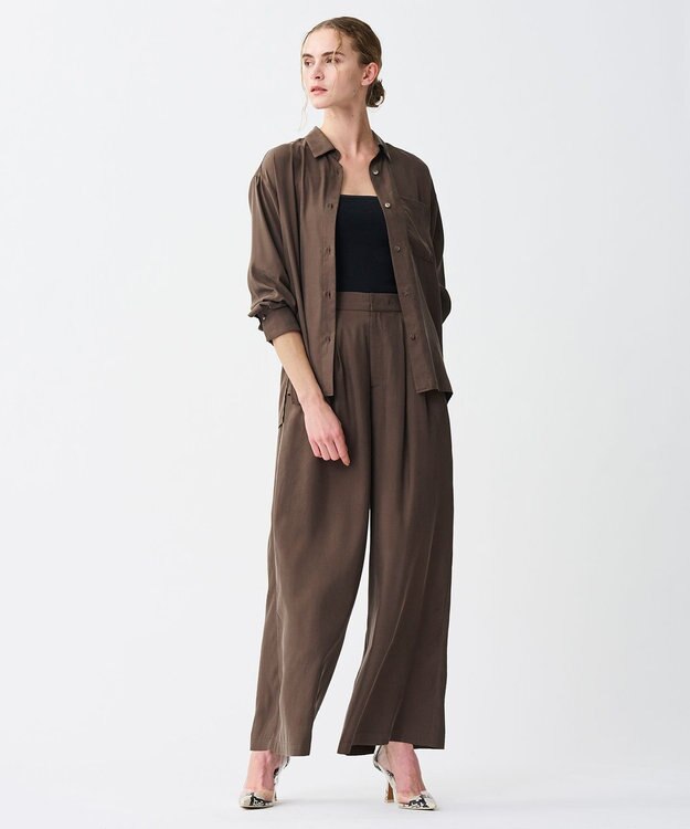 uncrave 【新色追加！】フィブリルシャンブレー ワイドパンツ ブラウン