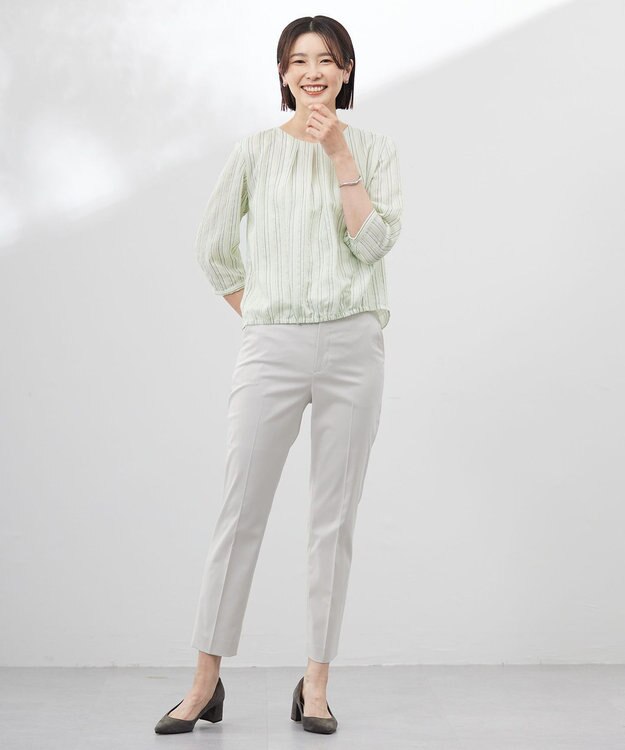 J.PRESS LADIES 【セットアップ対応・洗える・撥水】コットンFITTY テーパード パンツ ライトベージュ系