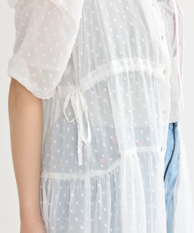 earth music&ecology ドットドビーシアー羽織ワンピース White