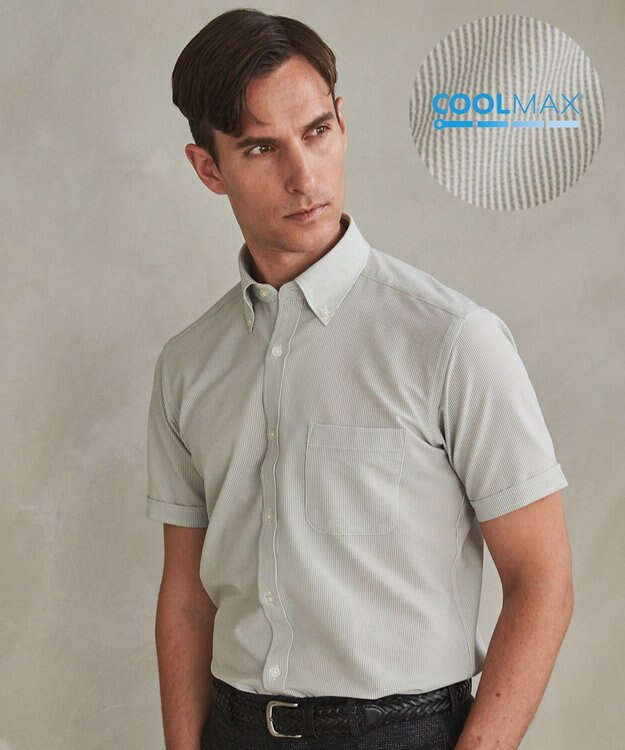 GOTAIRIKU とにかく涼しい/酷暑対応【吸水速乾】クールマックスサッカーシャツ（25/26年モデル） ライトグレー×白